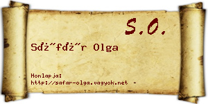 Sáfár Olga névjegykártya