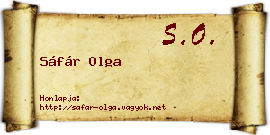 Sáfár Olga névjegykártya